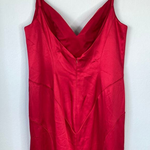 MAC DUGGAL Red Satin Gown Long Dress Plus Size 14 Formal Glam Event Gala Dance - Picture 5 of 7